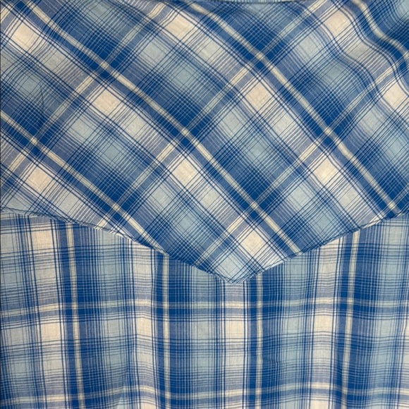 Wrangler Western Pearl Snap Shirt Men's 2XL Short Sleeve Blue White Plaid - Picture 7 of 8